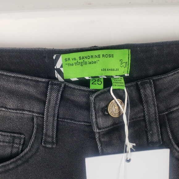 Sandrine Rose Super Flare Wide Legs Jeans Women's Size 25 Black Wash - Picture 9 of 9